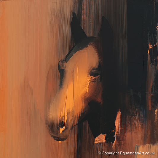 Ember and Shadow - horse portrait art print and canvas by James Yarborough A.I