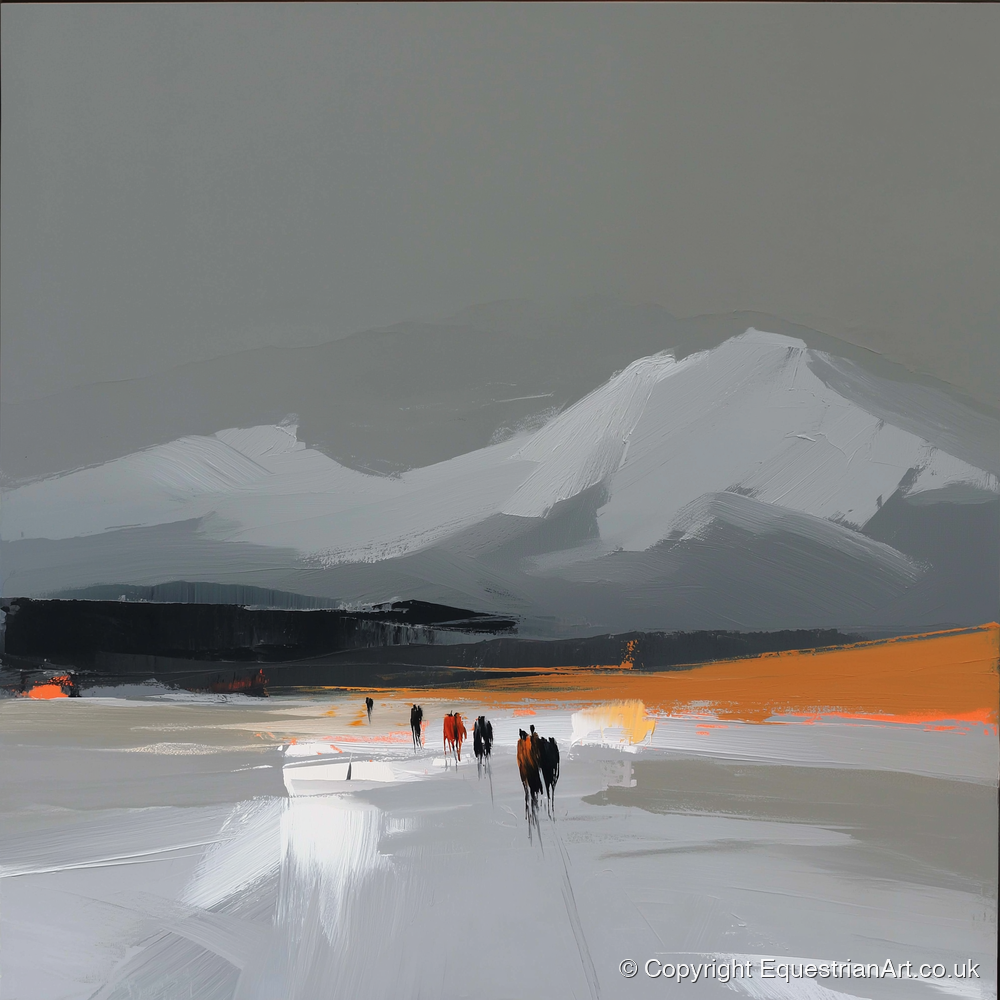Ember Horizon Trek - horse landscape art print and canvas by Cedric Barrett A.I