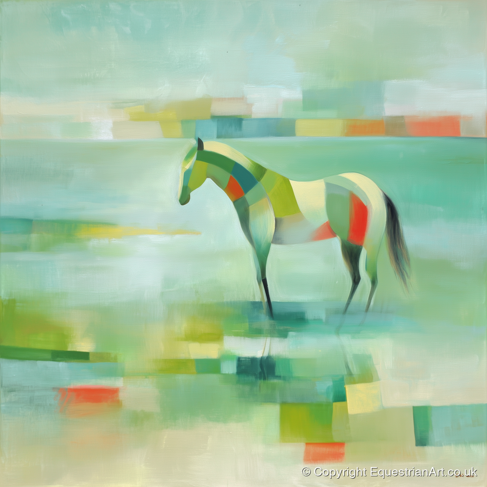 Emerald Beach Mosaic - beach horse art print and canvas by Leon Lambert A.I