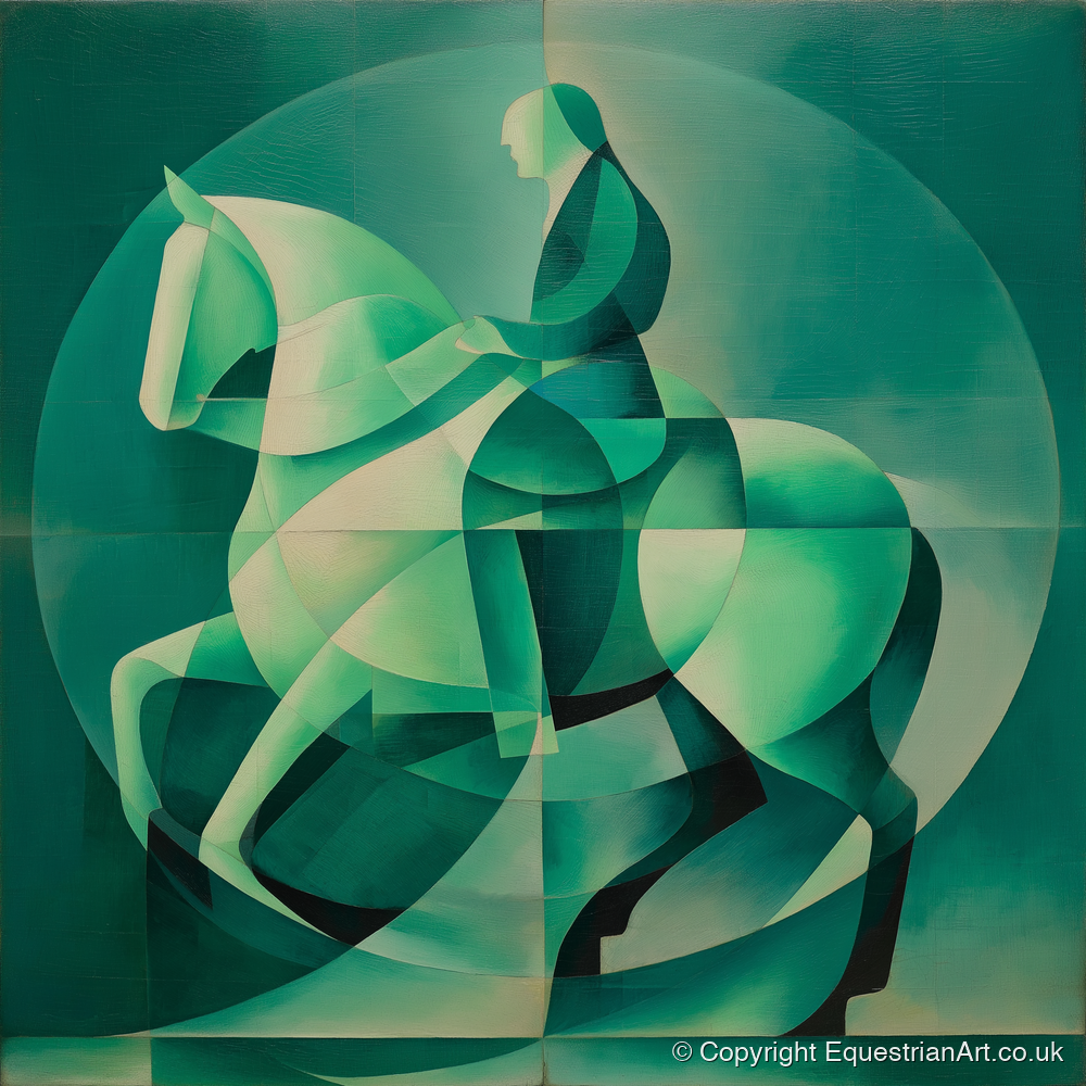 Emerald Cadence - dressage horse art print and canvas by Leopold Finch A.I