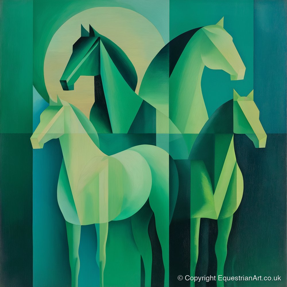 Emerald Herd Harmony - wild horses art print and canvas by Leopold Finch A.I