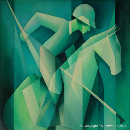 Emerald Polo Rhythm - polo horse art print and canvas by Leopold Finch A.I