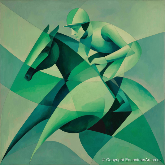 Emerald Racing Form - racing horse art print and canvas by Leopold Finch A.I
