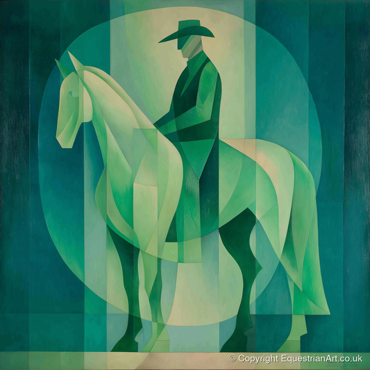 Emerald Western Silhouette - western horse art print and canvas by Leopold Finch A.I
