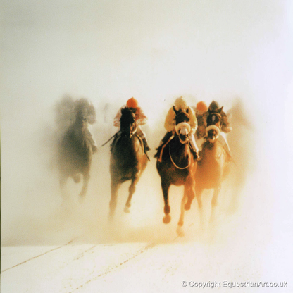 Emerging From The Mist - racing horse art print and canvas by George Weston A.I