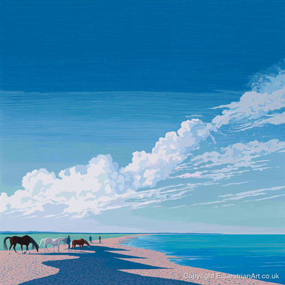 Endless Shoreline Hack - horse landscape art print and canvas by Simon Whitlock A.I