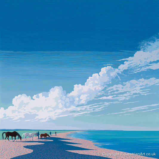 Endless Shoreline Hack - horse landscape art print and canvas by Simon Whitlock A.I