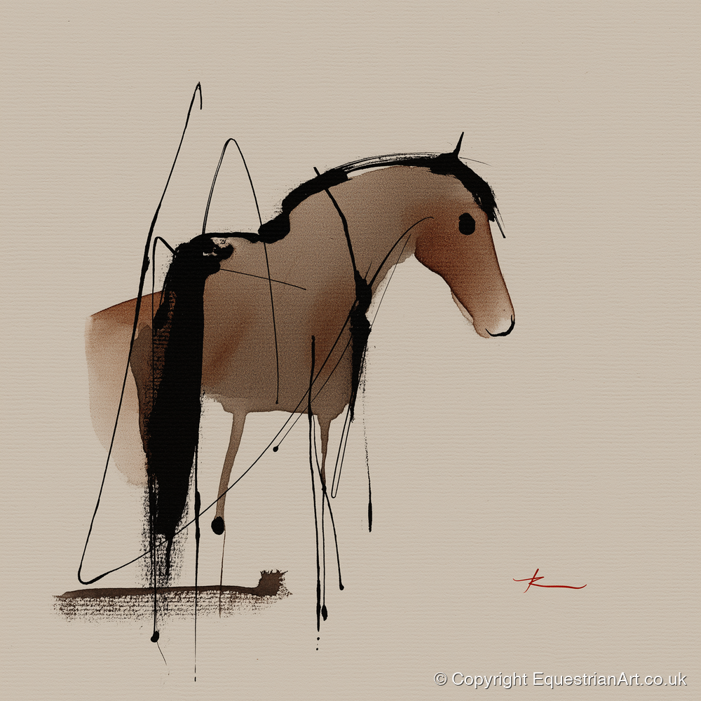 Essence in Ink - horse portrait art print and canvas by Julian Vance A.I