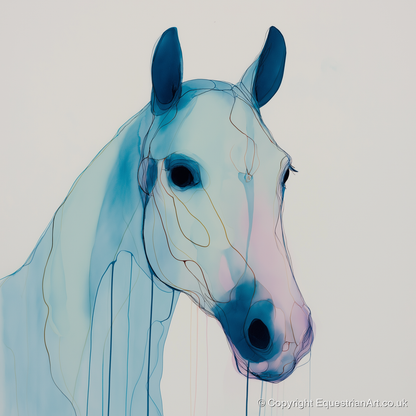 Ethereal Azure Equine - horse portrait art print and canvas by Audrey Fontaine A.I