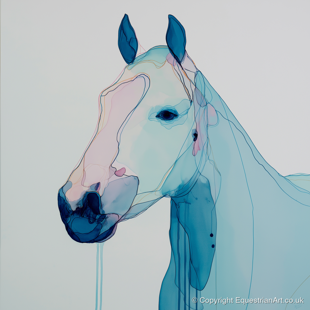 Ethereal Blue Portrait - horse portrait art print and canvas by Audrey Fontaine A.I