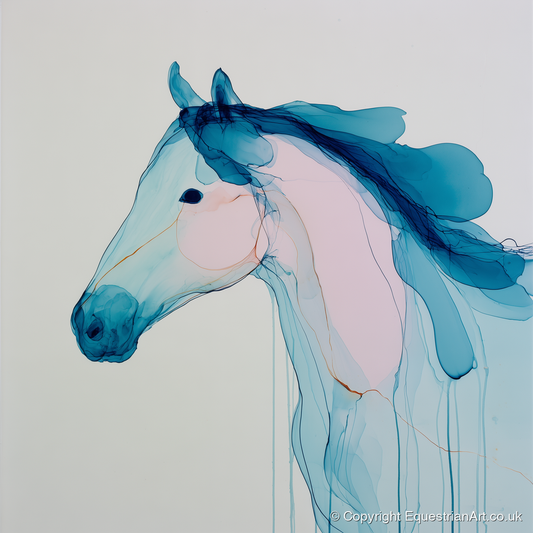 Ethereal Blue Spirit - horse breed art print and canvas by Audrey Fontaine A.I