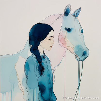 Ethereal Bond - horse & rider art print and canvas by Audrey Fontaine A.I