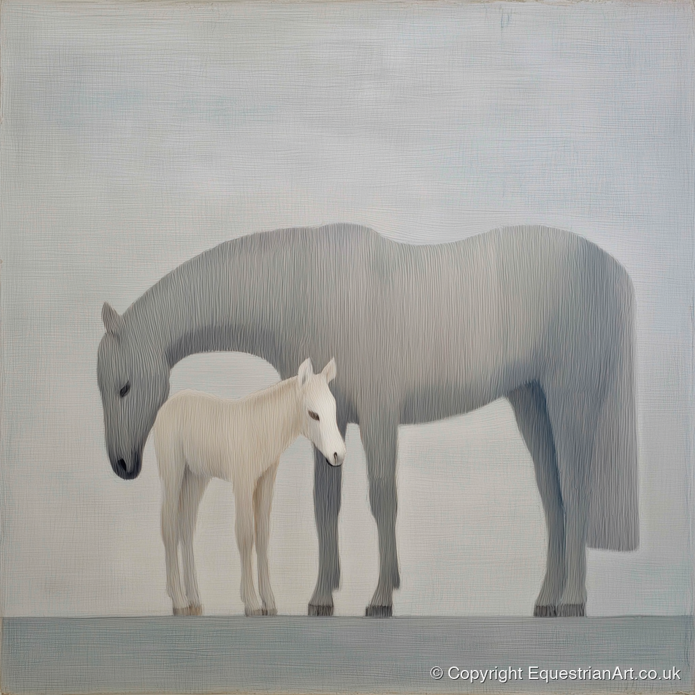 Ethereal Bond - mare & foal art print and canvas by Constance Haywood A.I