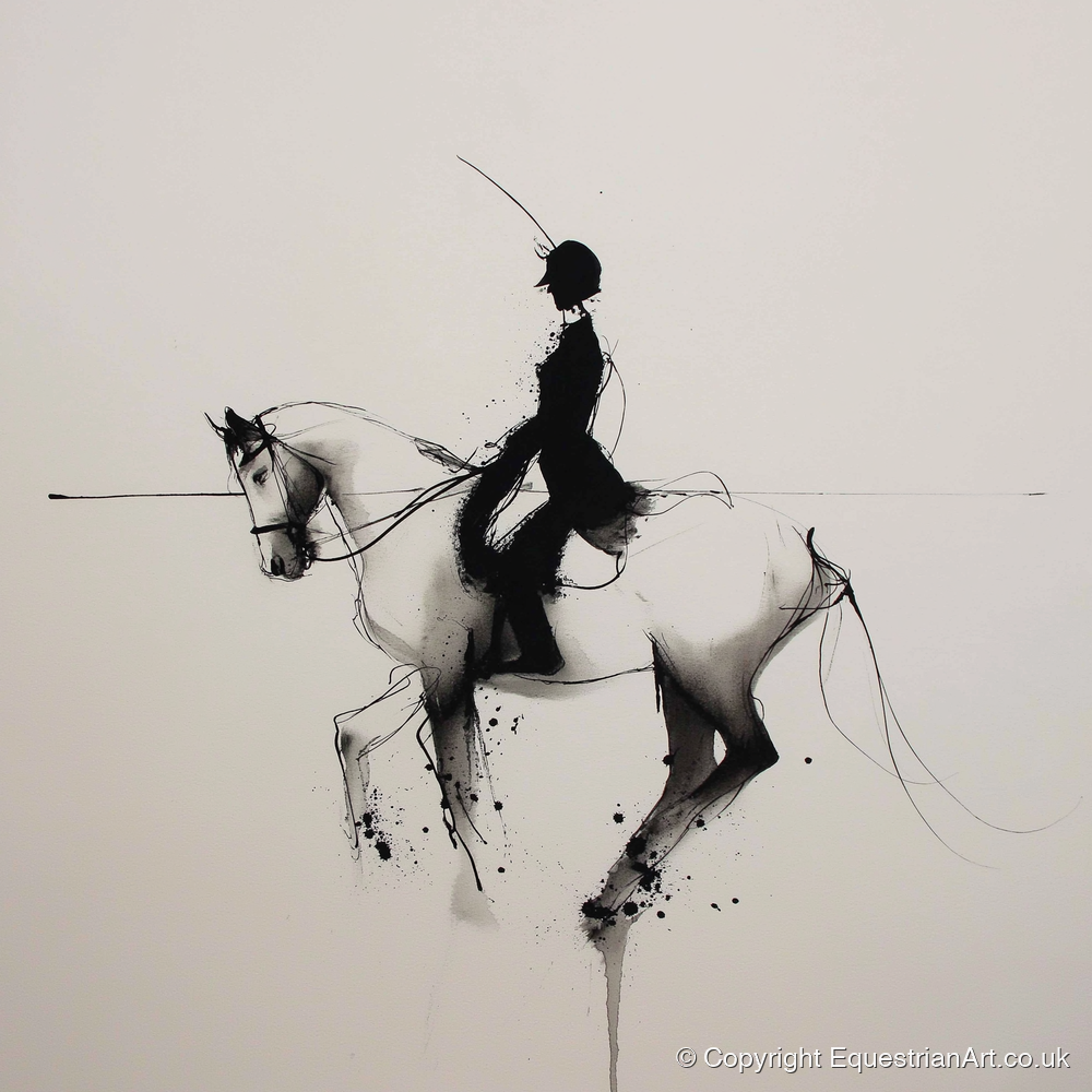 Ethereal Dressage Harmony - dressage horse art print and canvas by Alexander Blackwood A.I