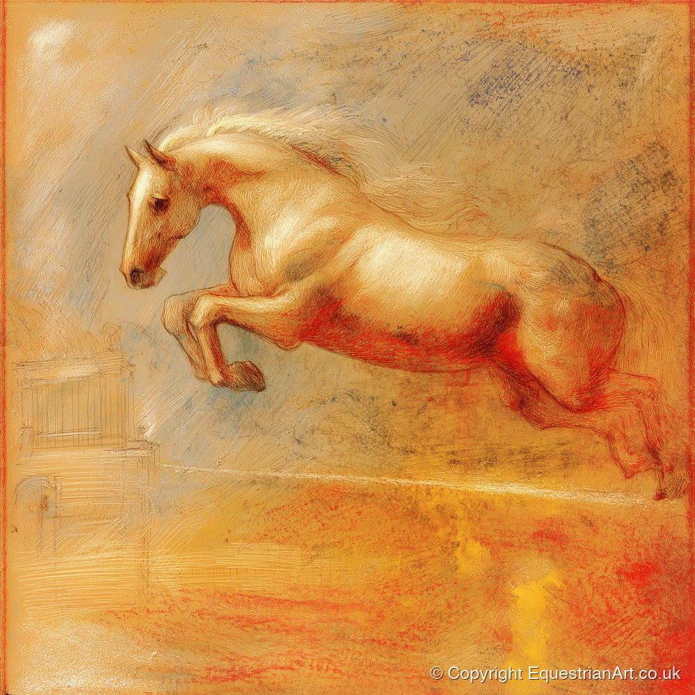 Ethereal Flight - show jumping horse art print and canvas by Douglas Fairley A.I