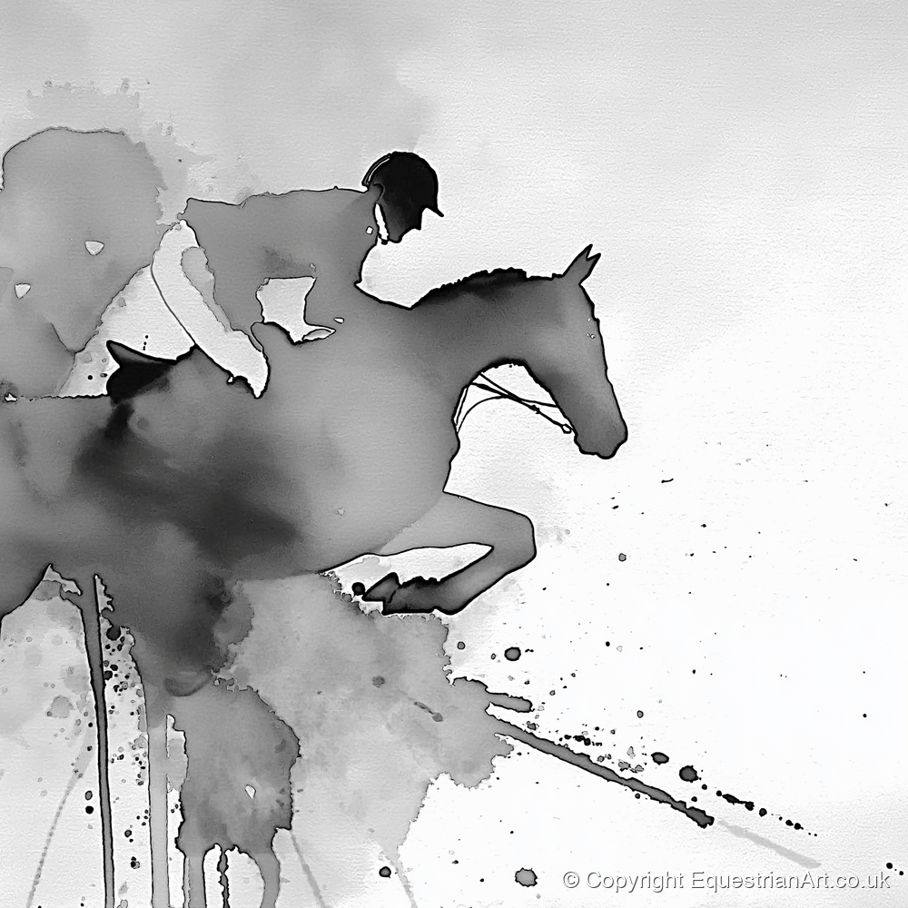 Ethereal Flight - show jumping horse art print and canvas by Adrian Frost A.I
