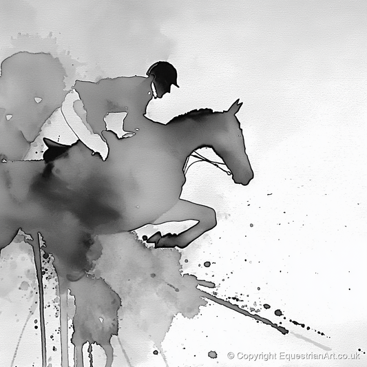 Ethereal Flight - show jumping horse art print and canvas by Adrian Frost A.I