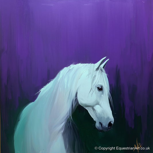 Ethereal Grey in Violet - horse breed art print and canvas by Wesley Stanton A.I
