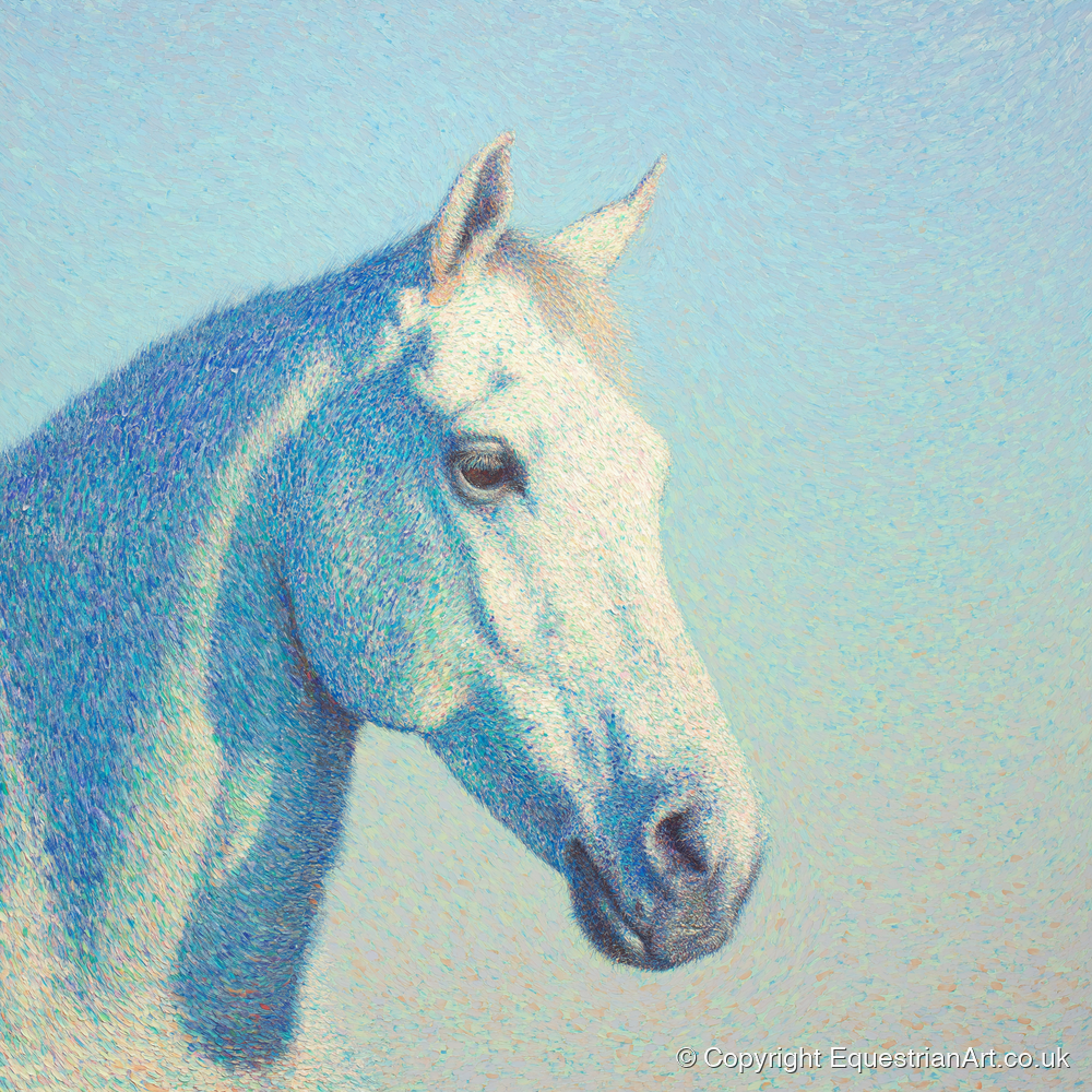 Ethereal Grey Portrait - horse portrait art print and canvas by Sienna Radcliffe A.I