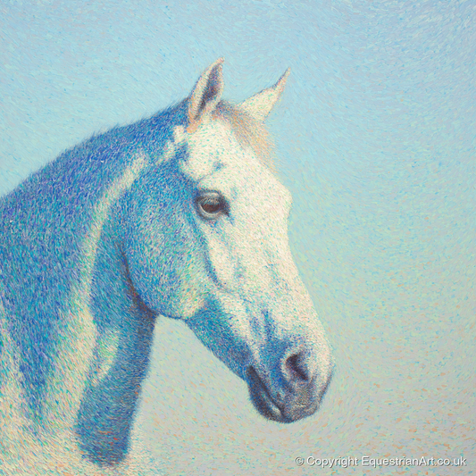 Ethereal Grey Portrait - horse portrait art print and canvas by Sienna Radcliffe A.I