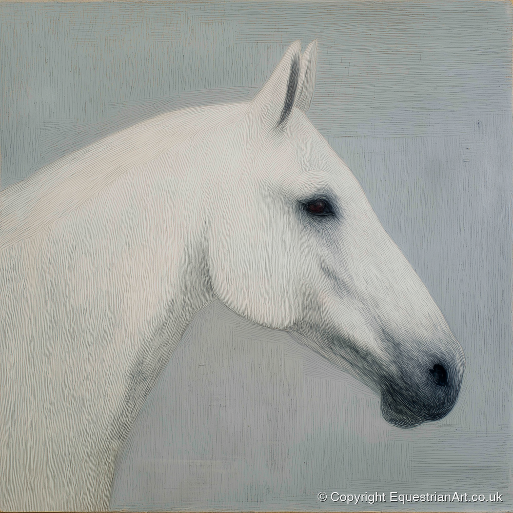 Ethereal Grey Portrait - horse portrait art print and canvas by Constance Haywood A.I