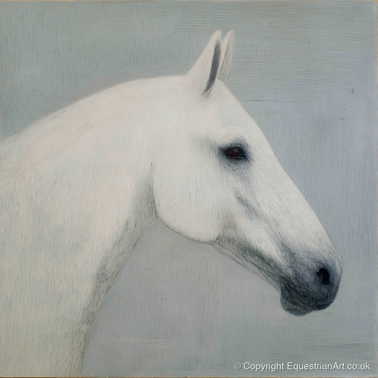 Ethereal Grey Portrait - horse portrait art print and canvas by Constance Haywood A.I
