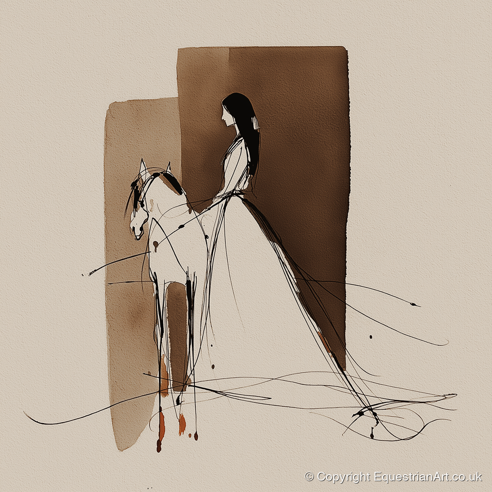 Ethereal Harmony - horse & rider art print and canvas by Julian Vance A.I