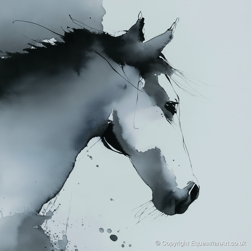 Ethereal Monochrome Profile - horse portrait art print and canvas by Adrian Frost A.I