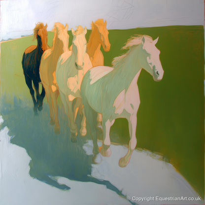 Ethereal Pastel Herd - wild horses art print and canvas by Emerson Grey A.I