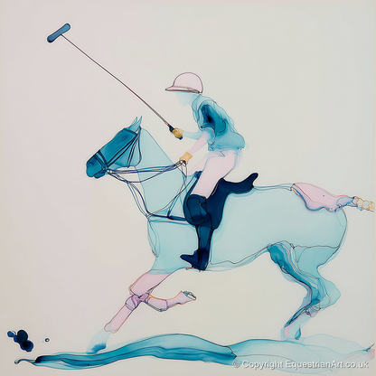 Ethereal Polo Strike - polo horse art print and canvas by Audrey Fontaine A.I