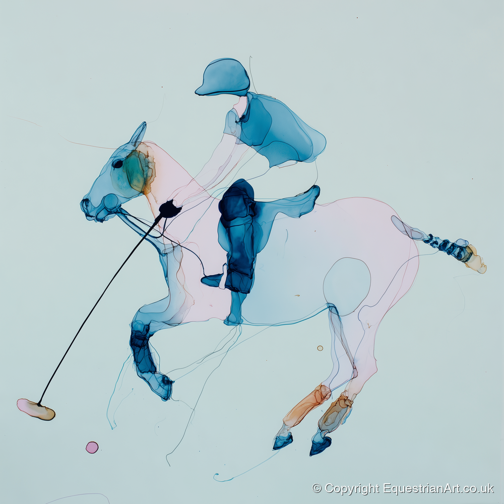 Ethereal Polo Strike - polo horse art print and canvas by Audrey Fontaine A.I