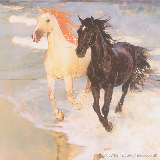 Ethereal Tide Gallop - horse landscape art print and canvas by Isobel Hawthorn A.I