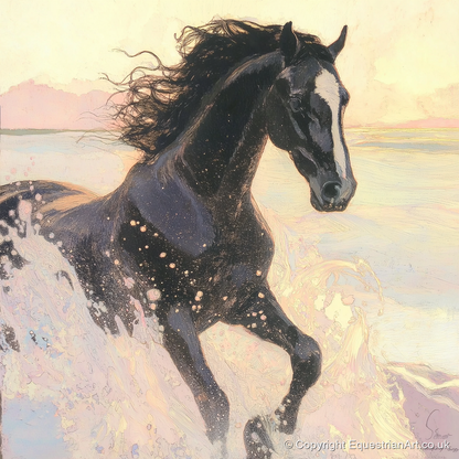 Ethereal Tide - wild horses art print and canvas by Isobel Hawthorn A.I