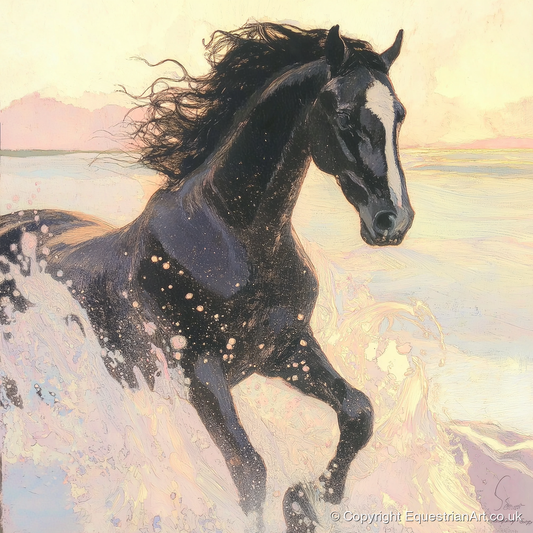 Ethereal Tide - wild horses art print and canvas by Isobel Hawthorn A.I