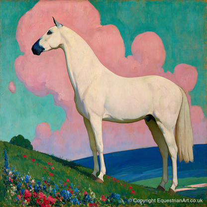Ethereal White Horse - horse art art print and canvas by Aldous Trent A.I