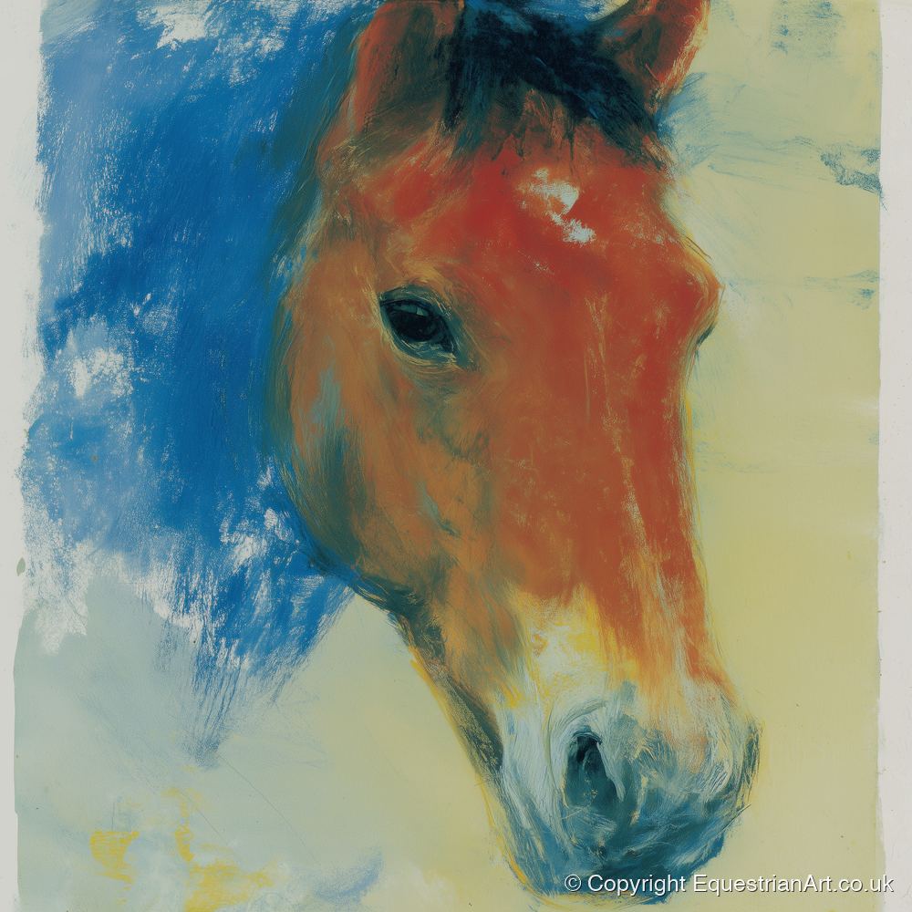 Expressive Cerulean Equine Study - horse portrait art print and canvas by Emile Goddard A.I