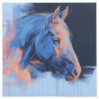 Expressive Cobalt Profile - horse portrait art print and canvas by Charles Ashford A.I