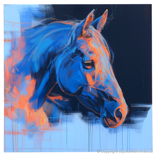 Expressive Cobalt Profile - horse portrait art print and canvas by Charles Ashford A.I