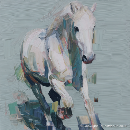 Expressive Grey Canter - horse breed art print and canvas by Stella Waverly A.I