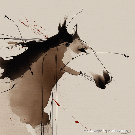 Expressive Ink Profile - horse portrait art print and canvas by Julian Vance A.I