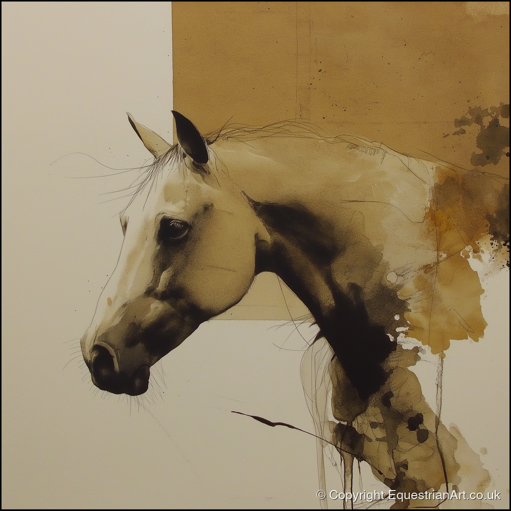 Expressive Sepia Profile - horse breed art print and canvas by Harrison Cole A.I