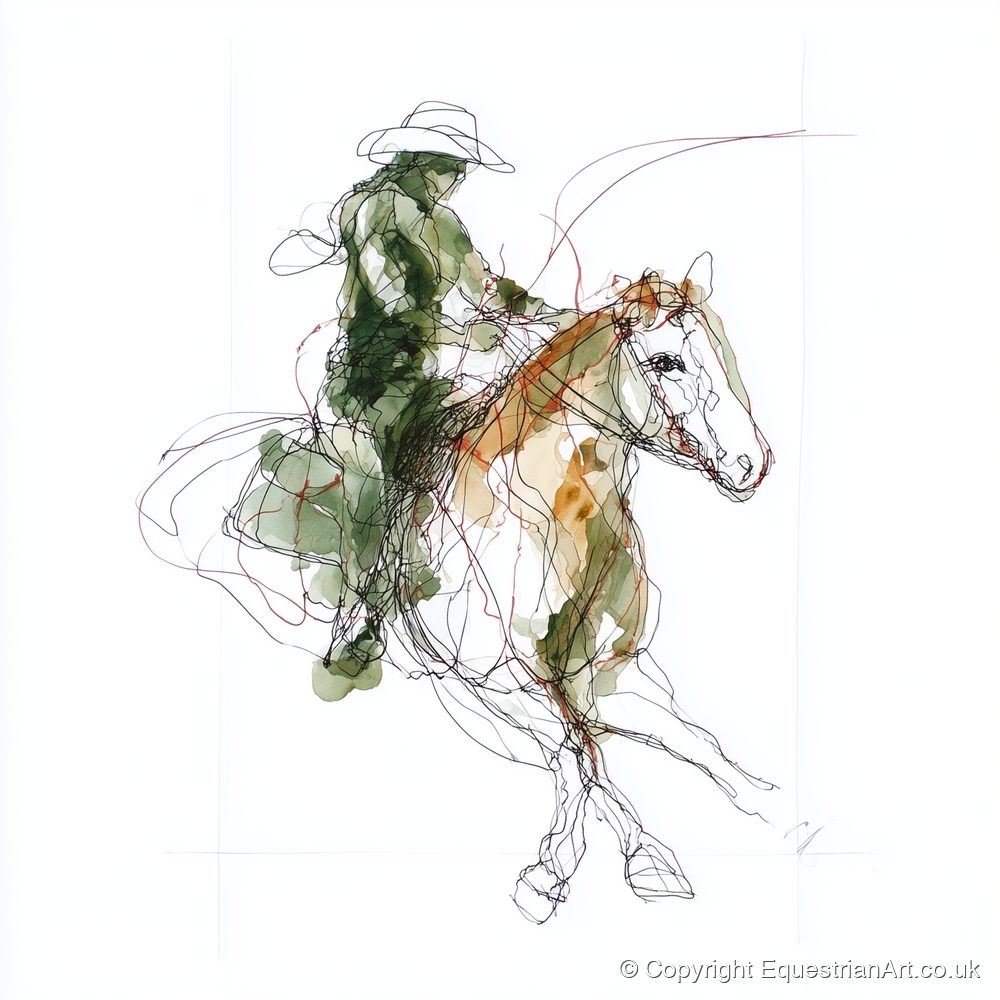 Expressive Western Rider - western horse art print and canvas by Gareth Holden A.I