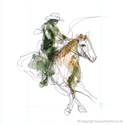 Expressive Western Rider - western horse art print and canvas by Gareth Holden A.I