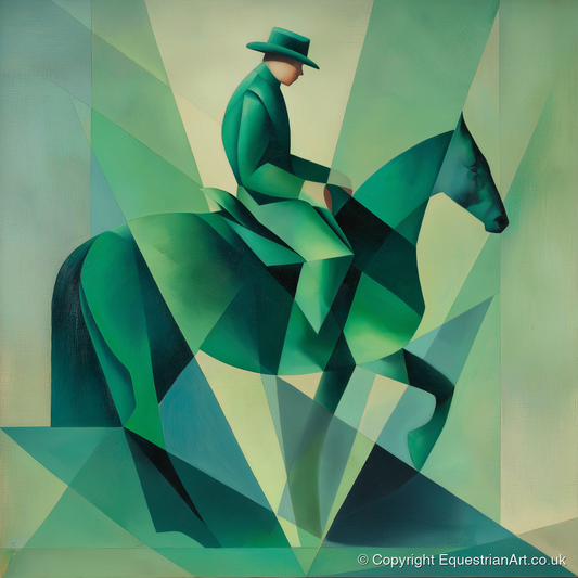Faceted Emerald Stride - western horse art print and canvas by Leopold Finch A.I