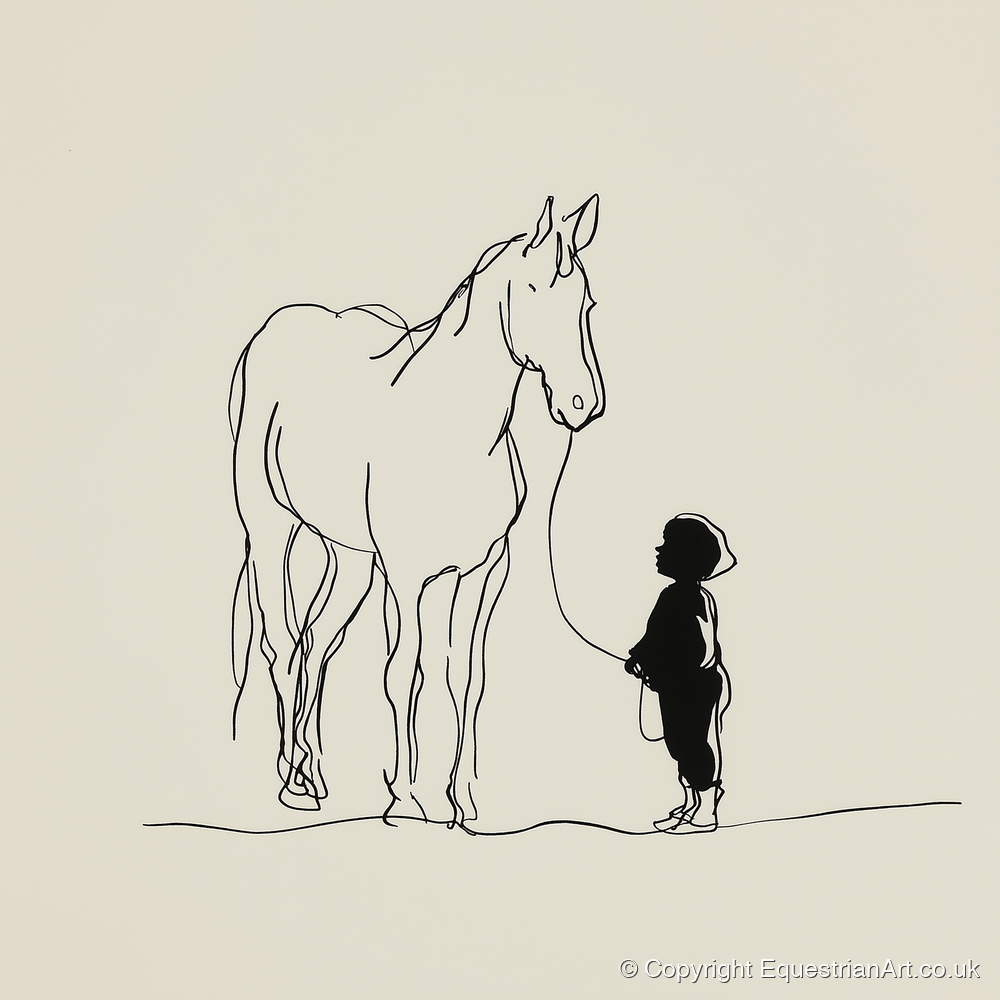First Connection - horse & rider art print and canvas by Penelope Fox A.I