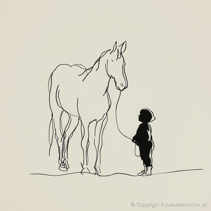 First Connection - horse & rider art print and canvas by Penelope Fox A.I