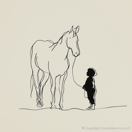 First Connection - horse & rider art print and canvas by Penelope Fox A.I