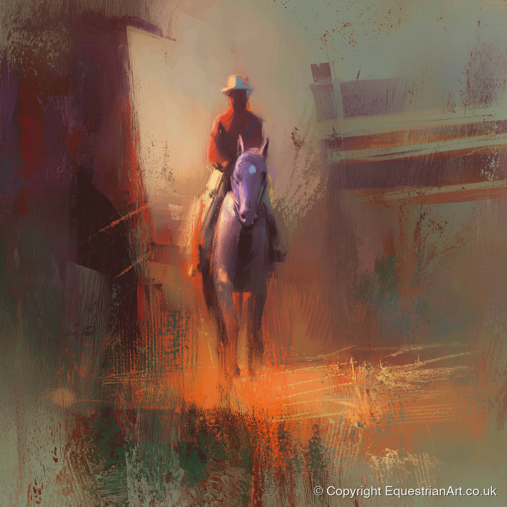 First Light Rider - racing horse art print and canvas by Rupert Kingsley A.I