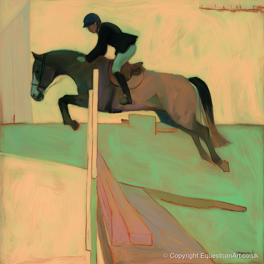 Flight and Form - show jumping horse art print and canvas by Franklin Holloway A.I