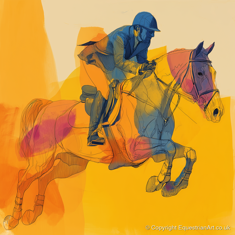 Flight in Colour - show jumping horse art print and canvas by Tobias Blake A.I